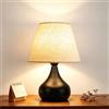 MELAYR Lampada da Tavolo in Lino, Attacco E27, Senza Lampadina 4776242 | Base in metallo, stile vintage, Lampada da Comodino per Camera da Letto, Soggiorno, Studio, Ingresso e Zona Divano