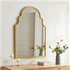 [en.casa] Specchio da Parete 90 x 60 cm Specchio da Bagno Camera da Letto Cornice Rettangolare e Linee Curve in MDF color Oro