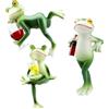 LOVIN PRODUCT Mini Portavaso Rana, Set 3 Statue in Resina da Giardino | Decorazione Divertente per Vasi, Giardino, Resina Resistente, Regalo per Donne & Amanti Delle Piante, Ornamenti da Esterno