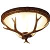 TPMAFF Plafoniera retrò con Corna Lampada da soffitto Rotonda in Resina da 16,5 Pollici, Lampade da soffitto per Soggiorno, Camera da Letto Portico Corridoio Corridoio Lampade
