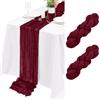 Lumaycens Confezione da 2 runner da tavola in garza, 43,2 x 274,3 cm, in garza, stile bohémien, per matrimoni, feste, compleanni, baby shower, colore: bordeaux