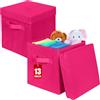 powerking Scatola di stoccaggio Bins, 2 pacchetto pieghevole tessuto stoccaggio cubo con coperchio, vestiti organizzatore cassetto per armadio e giocattoli stoccaggio, 33 x 33 x 33 cm,Rose Red