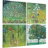 Giallobus - Quadri 4 Multi pannello Art Board - Gustav Klimt - Le opere più belle di Klimt - Raccolta 2 - Legno Mdf - 29,7x29,7 - x 4 pezzi