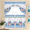 Generic Tenda per finestra floreale, 3 pannelli, con fiori e farfalle, con mantovana, corta, per camera da letto, soggiorno, decorazione per finestre, 80 x 70 cm