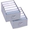 ZENO Clothes Organisers Large Organizzatore per Cassetti Grande 42 X 30 17 CM | Set di 2 Contenitori in Tessuto per Armadio con 5 Separatori, Divisori Pieghevoli per Maglioni, Jeans e Abbigliamento