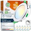 ALUSSO 3CCT 7W 600LM Faretti LED da Incasso per Cartongesso Dimmerabili | 3000K/4000K/6500K Faretti LED Soffitto Foro Ø67-75mm, IP44 Faretto Incasso per Cucina, Rotondo Cromo, Set di 6