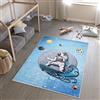 TAPISO Emma Tappeto Gioco Bambini Sala Giochi Cameretta Stanza Bambini Stampato Blu Spazio Astronauta Multicolore Antiscivolo Lavabile in Lavatrice 120 x 170 cm