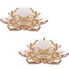 OCEANO Set 2 Portacandele in Vetro Fiore di Loto con 2 Candele Incluse Centrotavola Trasparente Elegante per Tealight Candelabro Decorativo per Casa Matrimonio Serata elegante Soggiorno (Ambrato)