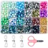 Xecamuvila Set Perle Cristallo Colorate 600 8mm, con Cordino e Forbici | Questo ampio set contiene 600 perle colorate da 8 mm in 18 colori diversi. Ideale per bracciali collane DIY.