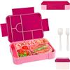 Zyluniy Lunch Box, Porta Pranzo con Posate, 1330ml Bambino Adulto Bento Box con 6 Scomparti, Schiscetta Contenitore Pranzo per Microonde Lavoro Picnic Ufficio, Blu