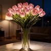 Junerain Lampade Tulipano Twinkling Tree, 15 Pezzi Lampada a Tulipano LED Romantica con Vaso, Tulipani Artificiali Lampada Notte Decorativa a Batteria per Camera da Letto Comodino