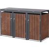ML DESIGN modern living ML-Design Copribidoni per 3 Bidoni di Spazzatura 240L 200x80x120 cm Antracite Effetto Ruggine in Acciaio Box per Rifiuti Copribidone 3 Porte per Pattumiera da Esterno Capanno da Giardino