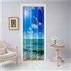 Odot Tende Oscuranti per Interni con Occhielli, Tende per Porta con Stampa Spiaggia del Mare Blu 3D, Tenda Divisore della Stanza, Armadio, Soggiorno, Camera da Letto, 1 Pezzo (Stile G,80x180cm)