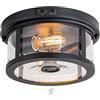 FTL Plafoniera con Sensore di Movimento da Esterno, E27 Portico Luce da Soffitto con Rilevatore di Movimento, 2 Luci Lampada Sensore Crepuscolare Esterno con Vetro per Giardino Bagno, Impermeabile