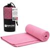 NARCISO Asciugamano Palestra Ideale come Telo Mare Microfibra si Asciuga Rapidamente, Asciugamani Uomo Donna per Pilates, Spiaggia, Viaggio, con Comoda Sacca per il Trasporto (90x170cm, Rosa Chiaro)