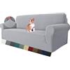 MAXIJIN Fodera per divano super elasticizzata per 3 posti, 1 pezzo Fodera per divano jacquard Protezione per mobili Cani Pet Friendly Fodera per divano aderente (3 Posto, Grigio Argento)
