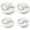 YSAOAKA 4 Pezzi Tappi per Lavello in Gomma, Bianco Tappo di Scarico con Anello Appeso per Cucina, Tappo per Lavabo, Copertura Universale per Vasca da Bagno, 31-50 mm(4 Misure)