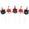 Ovanda Candele di compleanno per bambini, 5 pezzi, decorazione per torta a | Graziose candele a forma di testa di gatto con cappello da festa, per torte di compleanno, cupcake, feste di compleanno per