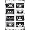 SUPERDANT 90s Retro Music Tape Insegne In Metallo Cassette Tapes Cartello In Latta Nero e Bianco Vintage Segno di Latta Arte Da Parete Retro Decorazione per Soggiorno Camera Da Letto 30x20cm