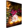 Feeby Quadro Tela Non Tessuta Orchidea Ciottoli Zen Spa 40x60 cm Foto d'Arte Decorazione Murale Corridoio Candele Benessere Orientale multicolore
