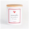 ACCENDILA CANDLE Cuore - Candela Profumata, Lampone Pesca e Mela verde, Cera Naturale, Made in Italy, Bicchiere in Vetro Satinato, Tappo in Legno di Faggio, 200 grammi