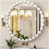 AAZZKANG Specchi circolari bianchi da parete con cornice in metallo con perline Specchio rotondo grande per bagno e camera da letto