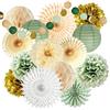 GBKDQQ Verde salvia decorazioni per feste, colore verde salvia, crema dorata, carta velina pom poms, vassoi di carta velina oliva, ghirlande per decorazioni di compleanno baby shower matrimonio
