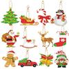 Nirecu 12 Pezzi Diamante Pittura Natale Set,5D Diamond Painting Portachiavi Ciondolo per Bambini,DIY Diamante Pittura Portachiavi a Doppia Faccia per Decorazione Alberi di Natale