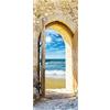 A.Monamour Adesivo Porta Autoadesiva Vecchio Arco In Legno Con Porte Aperte Vista Sul Mare Dei Caraibi Vinile PVC Adesivi per Porte Interne 3D Pellicola Adesiva Poster Sticker Murale Parete