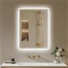 Archaluxe Specchio Bagno Con Luce 40x60 cm, Specchio Da Bagno Led, Anti-Appannamento, Led Con Interruttore Touch, Dimmerabile, 3 Colori Di Luce, Specchio Da Parete Orizzontale/Verticale