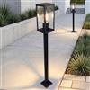 Licht-Erlebnisse Lampione Vintage Nero Alluminio Ottica legno E27 IP44 H:100 cm Lampada da giardino Lampada da esterno Illuminazione per pavimenti Illuminazione per sentieri Lampione da giardino