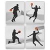 AIWU Set di 4 stampe artistiche da parete da basket, sport da pallacanestro, poster da parete per la camera da letto dei ragazzi, decorazione della casa, idea regalo (senza cornice, 20,8 x 22,7 cm