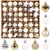 Superum Set di 62 Palline di Natale Piccole,Stelle e Cuori-3 CM Palle Natalizi Plastica Infrangibili Bianco Oro Mini Palline Di Natale con Confezione Regalo,Addobbi Natalizi Albero Christmas Balls con Gancio