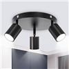 Seruno X 3 Faretti da Soffitto Orientabili GU10 Nero Opaco, Faretti Rotanti Rotondi Industriali, Faretto Metallico Moderno per Cucina Corridoio Camera (Senza Lampadine)