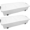 Spetebo Cassettiera XXL con chiusura a ribalta, set da 2 pezzi, 40 litri, con coperchio a due parti, colore bianco, scatola universale per giocattoli con ruote