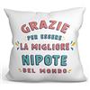 Mugffins Cuscino NIPOTE - En italiano - Grazie per essere il miglior - Idee Regali Divertenti - Rivestimento e Imbottitura (40x40 cm). Tatto Cotone