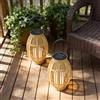 DJGIFI Lanterna Solare Effetto Bambù 2 Pezzi Proiezione Ombre IP44 Luce Calda | Stile Orientale 3000K φ14.5×21cm senza maniglia / 31.5cm con maniglia ×2 | ABS Sensore Crepuscolare 250g Decorazione Giardino