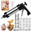 Jiahuade Pressa per Biscotti, Sparabiscotti, Pressa per Pasticceria, Macchina per Biscotti Professionale per Torte, con 16 Sagome, 8 Beccucci, Pistola per Dolci in Acciaio Inox Spara Biscotti Professionali