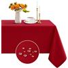Romanstile Tovaglia Rettangolare 240x140 cm Rossa da Esterno Antimacchia e Antispruzzo Elegante e Moderna, Primavera, Copri Tavolo Grande per Pranzi in Famiglia, Pasqua, Giardino, per 8-10 Posti
