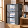 Generic 3 borse portaoggetti pieghevoli di grande capacità con finestra trasparente, maniglia rinforzata, organizer per armadio, per maglioni, coperte, biancheria da letto, armadio in tessuto non tessuto