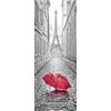 A.Monamour Adesivo Porta Autoadesiva Torre Eiffel Vista Da Parigi Street Foto In Bianco E Nero Con Elemento Rosso Vinile PVC Adesivi per Porte 3D Pellicola Adesiva Poster Sticker Murale Parete