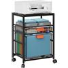 Marbrasse Supporto per Stampante con Ripiano Portaoggetti,3-Livelli Carrello Grande su Ruote con Cassetti per Armadietti Porta Documenti per Stampante 3D,Telefono Cellulare,Ufficio Domestico(Nero)