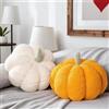 GHHYLEMIZE Set di 2 Cuscini Zucca Autunnale, Cuscino Decorativo Forma Zucca 3D, Autunnali Decorazioni Halloween, per Divano Camera Da Letto Decorazione Halloween Ringraziamento, Bianco + giallo