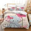 PQCXXA Set Copripiumino con Unicorno e 2 federe 50x75 cm Biancheria da letto per ragazze Rosa 3D Cartoon Unicorno Set copripiumino con stampa floreale colorata con cerniera (Elefante, 135x200cm)