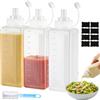 xinyids 3 bottiglie da schiacciare, 1000 ml, in plastica, con tappi, etichette e spazzola, dosatore senza perdite, per ketchup, salse piccanti, olio d'oliva