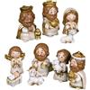 Huitrcrio Presepe Di Natale Completo Set, 10 Pezzi Resina Noel Figure Statua Gesù, Ornamento Nascita di Cristo Natività Figurine, Cristo Nascita Gesù Ornamento Regali Cattolici