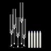 MSDADA Candelabro 5 Bracci con Candele LED Incluse, Portacandele Alto 58 cm in Acrilico, Centrotavola per Matrimonio Natale Festa, Decorazione per Tavolo Camino con Base Rotonda e Paralume