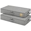 Hustge 2 cassetti sottoletto da 40 l, con coperchio | Borsa pieghevole per vestiti, con 3 manici, per piumini, vestiti, coperte, 85 x 40 x 12 cm