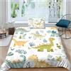 Generic Dinosaur - Set di biancheria da letto 3D, 3 pezzi, motivo: animals, morbido, con federa per cuscino, per ragazzi e adulti, singolo (135 x 200 cm)
