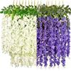 YUPDFGB 16 Pezzi Fiori Artificiali Glicine, 8 Viola + 8 Bianco Glicine Finte Pendenti, Rampicanti in Seta per Decorazioni Matrimonio, Festa, Giardino, Parete, Pergola, Interno Esterno